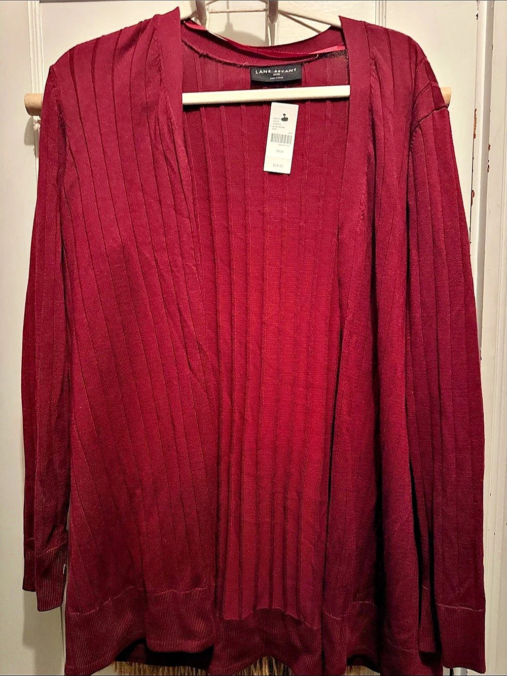 Lane Bryant Ribbed Open-Front Cardigan Brick Size 18/20